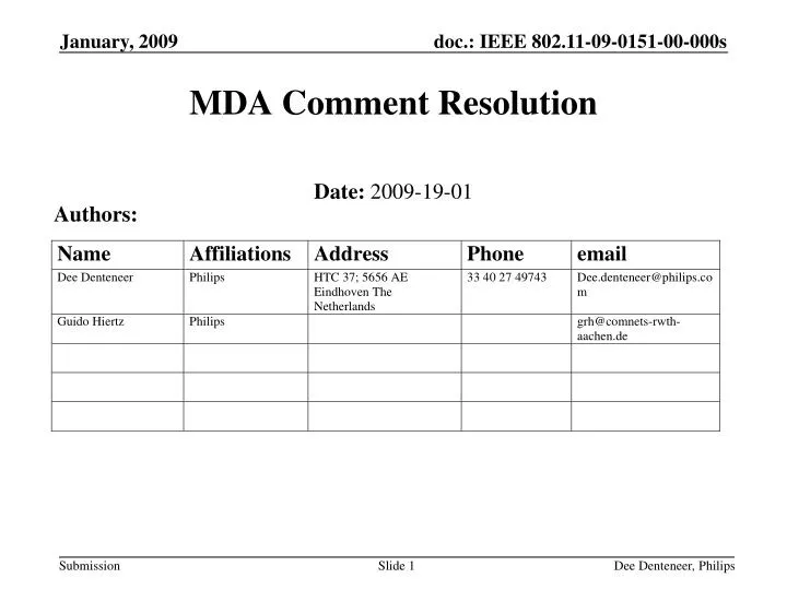 mda comment resolution