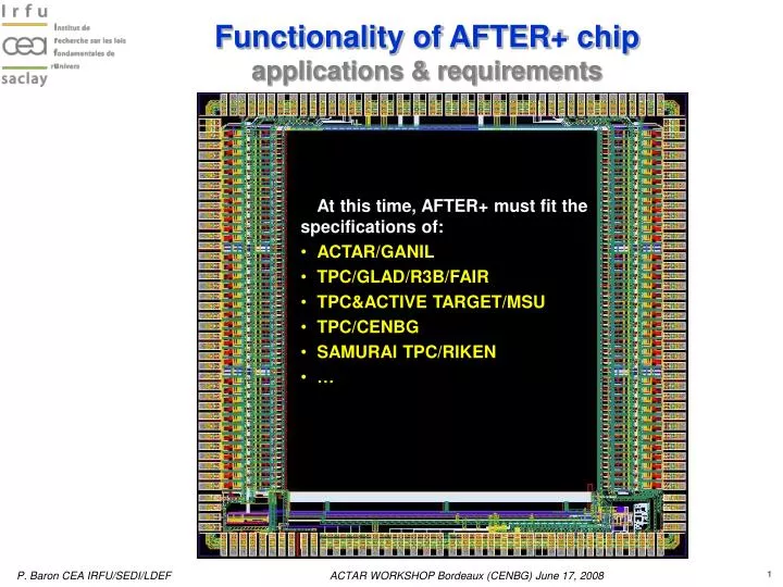 functionality of after chip applications requirements