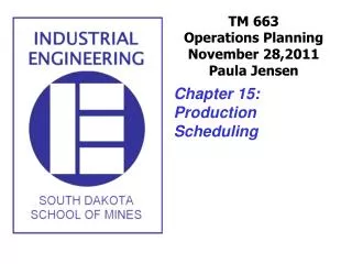 TM 663 Operations Planning November 28,2011 Paula Jensen