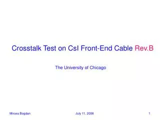 Crosstalk Test on CsI Front-End Cable Rev.B