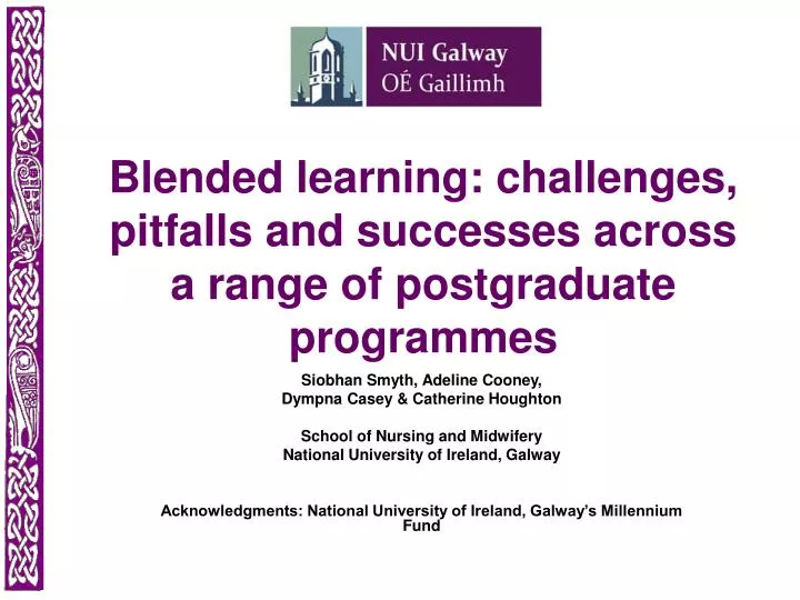 blended learning challenges pitfalls and successes across a range of postgraduate programmes