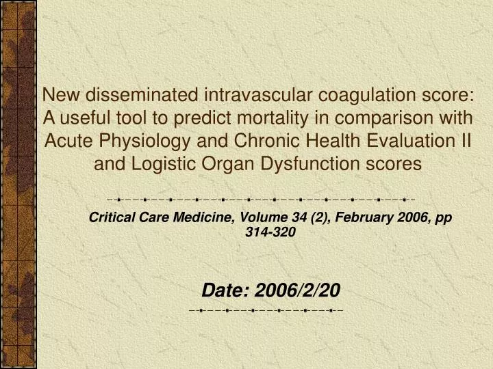 critical care medicine volume 34 2 february 2006 pp 314 320 d ate 2006 2 20