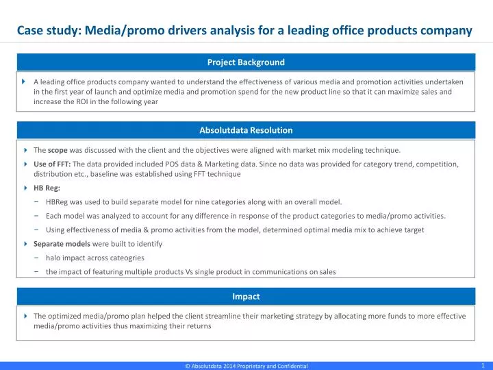 case study media promo drivers analysis for a leading office products company