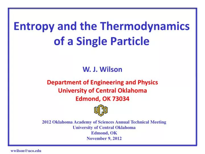 entropy and the thermodynamics of a single particle