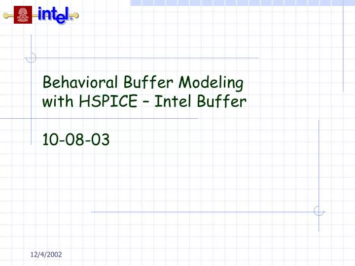 behavioral buffer modeling with hspice intel buffer