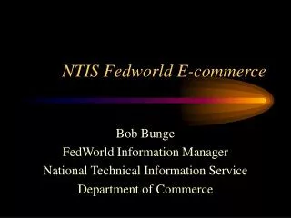 NTIS Fedworld E-commerce
