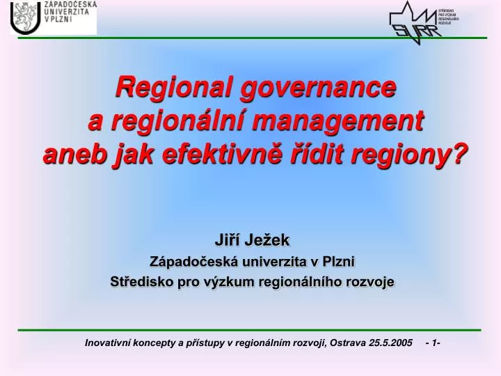 regional governance a region ln management aneb jak efektivn dit regiony