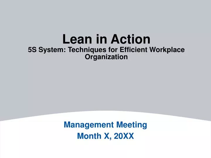 lean in action 5s system techniques for efficient workplace organization