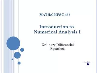 Introduction to Numerical Analysis I
