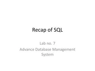 Recap of SQL