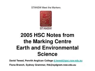 2005 HSC Notes from the Marking Centre Earth and Environmental Science