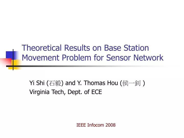 theoretical results on base station movement problem for sensor network