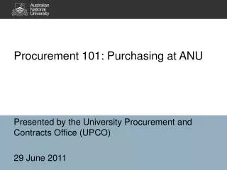 Procurement 101: Purchasing at ANU