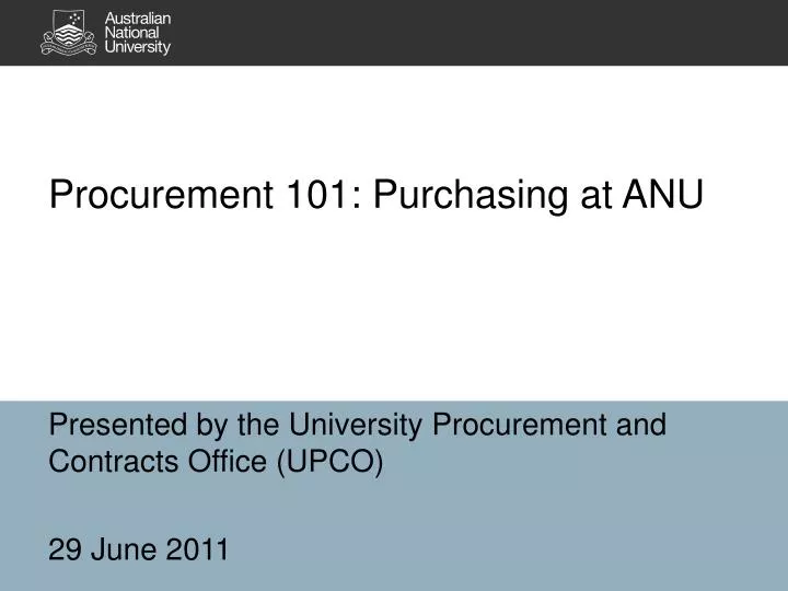 procurement 101 purchasing at anu