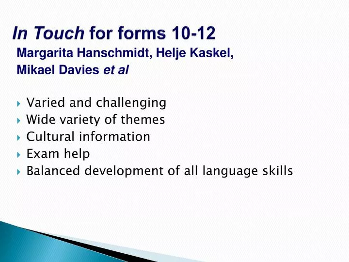 in touch for forms 10 12