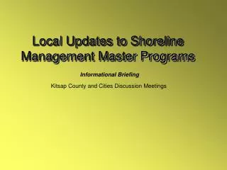 Local Updates to Shoreline Management Master Programs