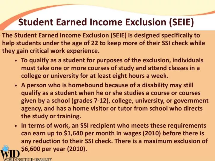 student earned income exclusion seie