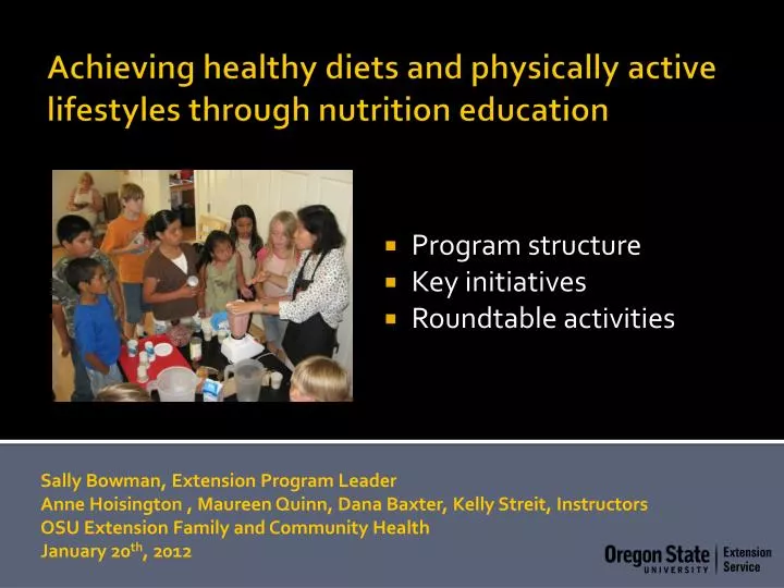 achieving healthy diets and physically active lifestyles through nutrition education