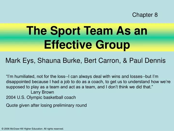 the sport team as an effective group