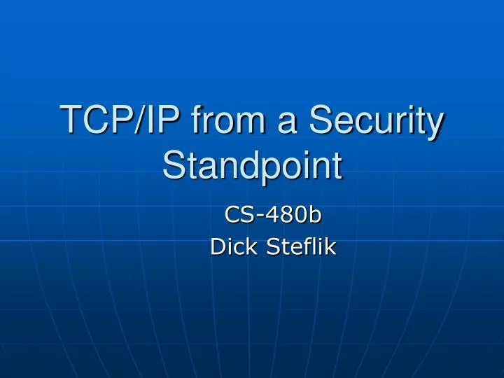 tcp ip from a security standpoint