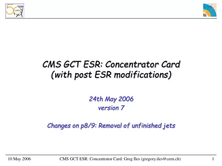 cms gct esr concentrator card with post esr modifications