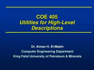 COE 405 Utilities for High-Level Descriptions