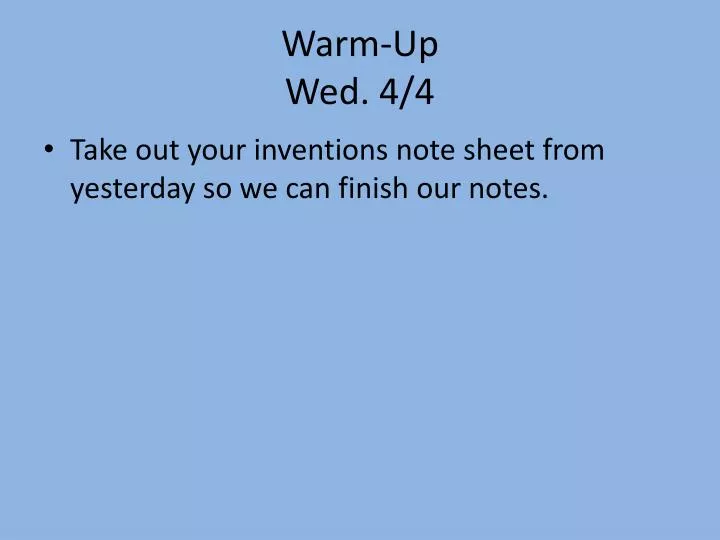 warm up wed 4 4