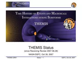 THEMIS Status (since Receiving Review 2007.06.28) NASA/GSFC, Oct 26, 2007