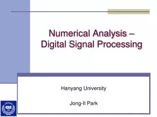 Numerical Analysis – Digital Signal Processing