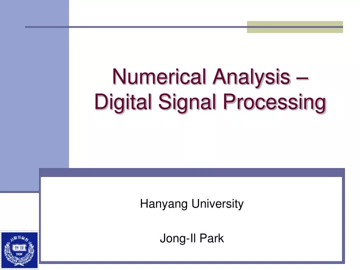numerical analysis digital signal processing