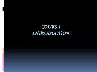 Cours 1 Introduction