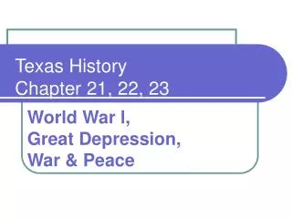 Texas History Chapter 21, 22, 23