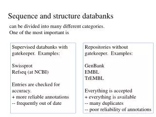 Sequence and structure databanks