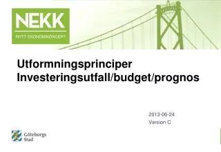Utformningsprinciper Investeringsutfall/budget/prognos