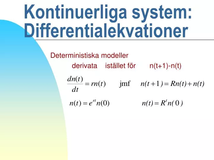kontinuerliga system differentialekvationer