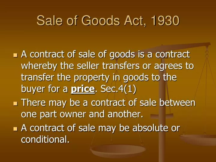sale of goods act 1930