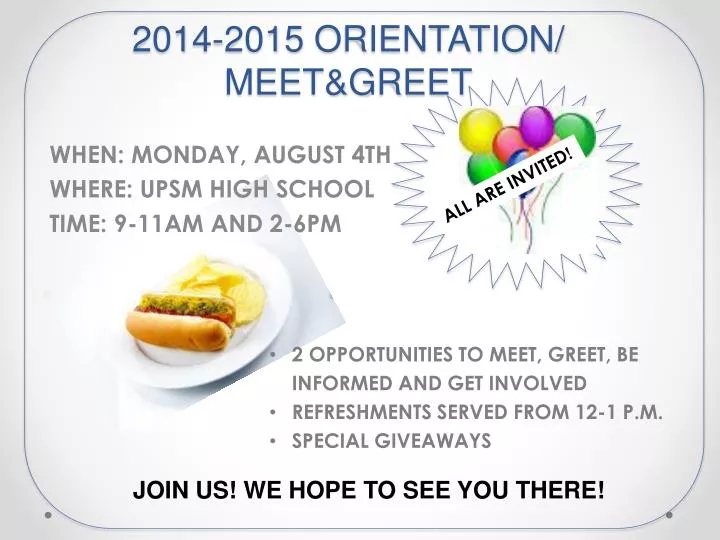 2014 2015 orientation meet greet
