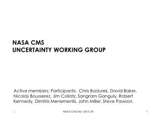 NASA CMS uncertainty working group