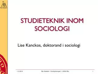 STUDIETEKNIK INOM SOCIOLOGI