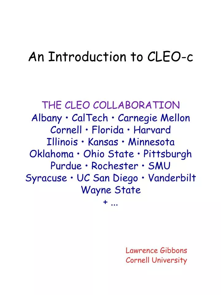 an introduction to cleo c