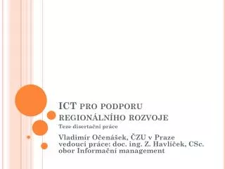 ICT pro podporu regionálního rozvoje
