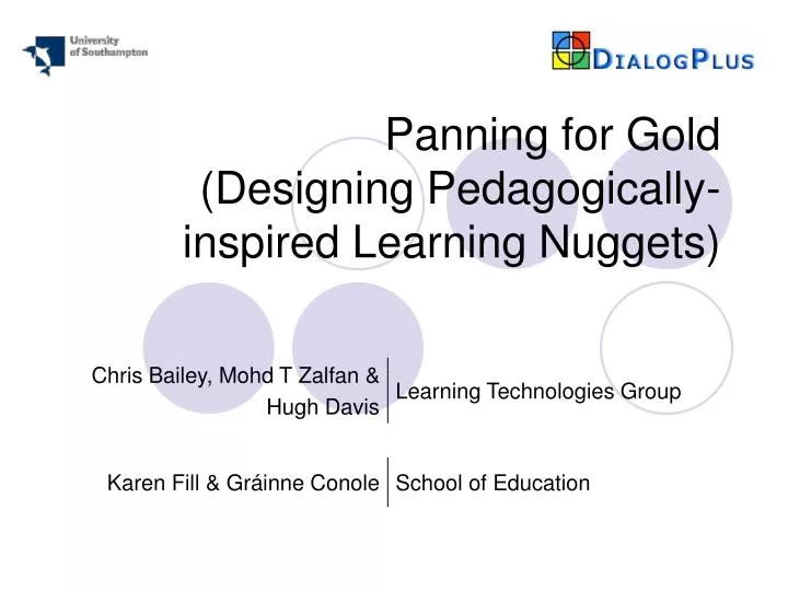panning for gold designing pedagogically inspired learning nuggets