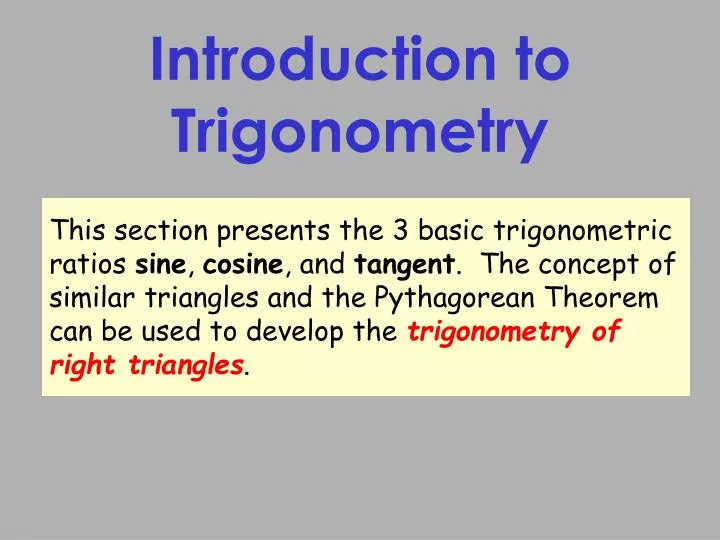 introduction to trigonometry