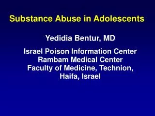 Substance Abuse in Adolescents