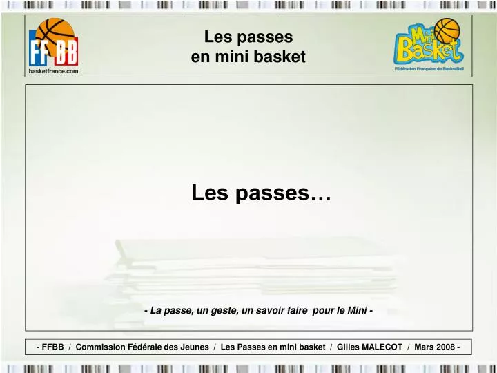 les passes en mini basket