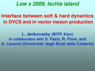 Low x 2009, Ischia island Interface between soft &amp; hard dynamics