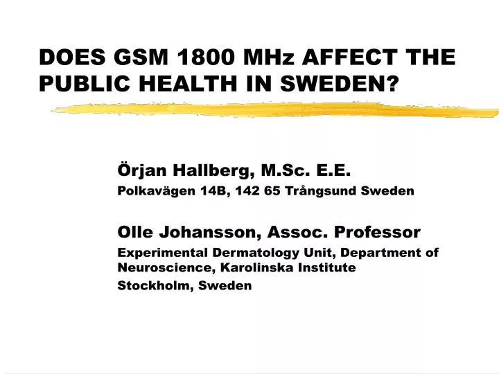 does gsm 1800 mhz affect the public health in sweden