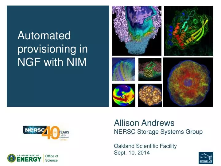 allison andrews nersc storage systems group oakland scientific facility sept 10 2014