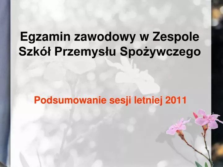 egzamin zawodowy w zespole szk przemys u spo ywczego