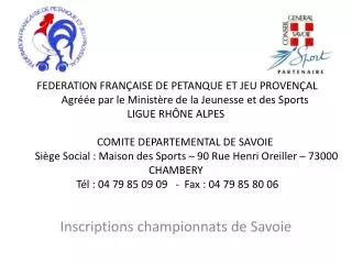 Inscriptions championnats de Savoie